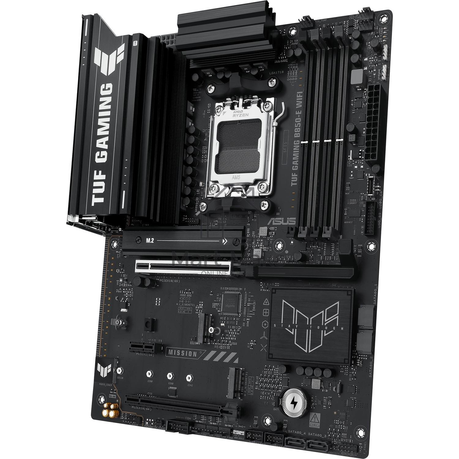 Материнская плата ASUS TUF Gaming B850-E WiFi, AM5, AMD B850, 4xDDR5, 4xSATA, 3xM.2, 1xPCIe 5.0 x16, 1xPCIe 4.0 x16, 1xPCIe x1, 1xDP, 1xHDMI, 2xUSB-C (1x10Gbps, 1x20Gbps), 3xUSB-A 5Gbps, 3xUSB-A 2.0, 1x2.5Gb LAN, Wi-Fi 6E, Bluetooth 5.3, 3x3.5 мм, 7.1, AT