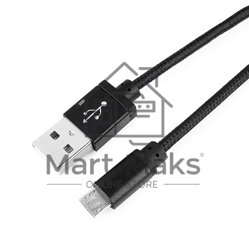 Кабель Gembird USB 2.0 Cablexpert CC-mUSB2bk1m, AM/microBM 5P, 1м, нейлоновая оплетка, алюминиевые разъемы, черный, пакет