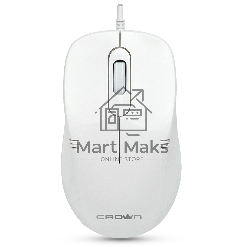 Мышь проводная Crown CMM-502 белый, 1000 dpi, USB, кнопки - 3
