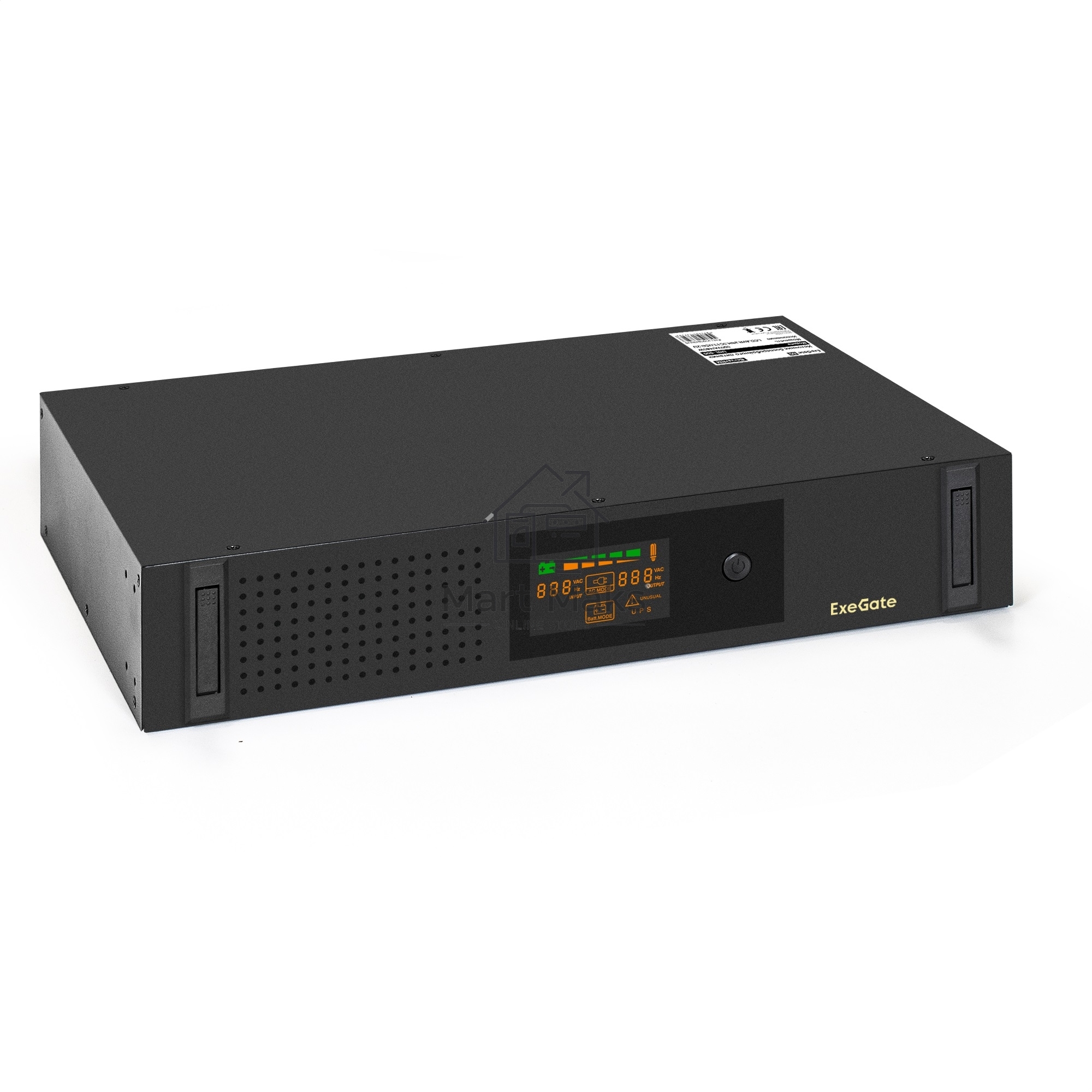 Источник бесперебойного питания ExeGate ServerRM UNL-800.LCD.AVR.2SH.3C13.USB.2U 800VA/480W, Color LCD, AVR, 2*Schuko+3*C13, USB, 2U, установка в стойку, черный