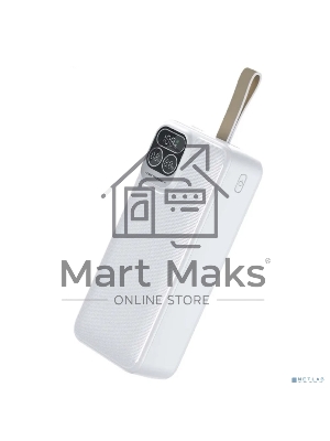 Портативный аккумулятор Perfeo Powerbank Atomic Age 30000 mAh/LED дисплей/PD + QC 3.0/Type-C/2 USB/Выход: 5A, max 22.5W White (PF_E1477)