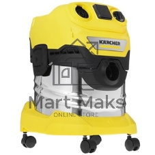 Строительный пылесос Karcher WD 4 P V-20/5/22 желтый, 1000 Вт, уборка сухая/сбор воды/выдув, пылесборник мешок/контейнер, 20 л