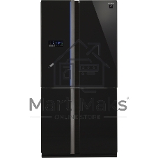 Холодильник Sharp SJ-FS97VBK черное стекло трехкамерный 393/207 л морозилка снизу