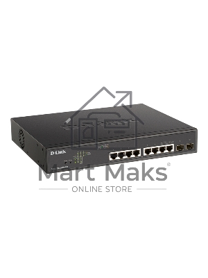 Коммутатор D-Link DGS-1100-10MPPV2/A3A, L2 Smart Switch with 8 10/100/1000Base-T ports and 2 1000Base-X SFP ports (6 PoE ports 802.3af/802.3at (30 W), 2 ports 802.3af/802.3at/802.3bt (90W), PoE Budget 242 W).8K