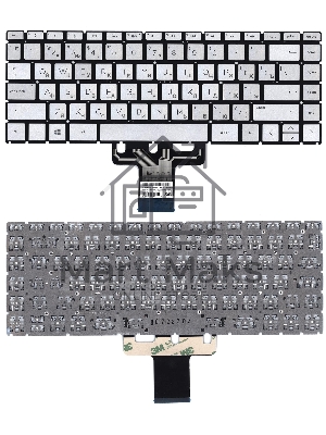 Клавиатура для ноутбука HP Pavilion x360 14-cd0000 серебристая с подсветкой