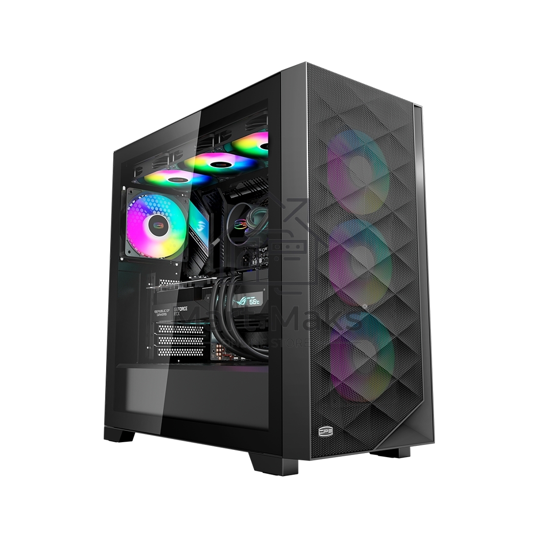 Компьютерный корпус PCCooler C3D510 BK ARGb, Tempered Glass Full Tower, Black, TG, 0.7 SPCC, 3x120мм ARGb E-ATX, ATX, mATX, mITX 170/390/410мм 2x2.5