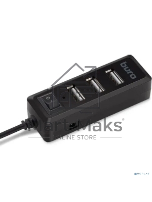 Разветвитель USB 2.0 Buro BU-HUB4-0.5L-U2.0 4порт. черный
