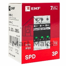 Ограничитель перенапряжения имп. ОПВ-C/3P 20кА 400В EKF opv-c3