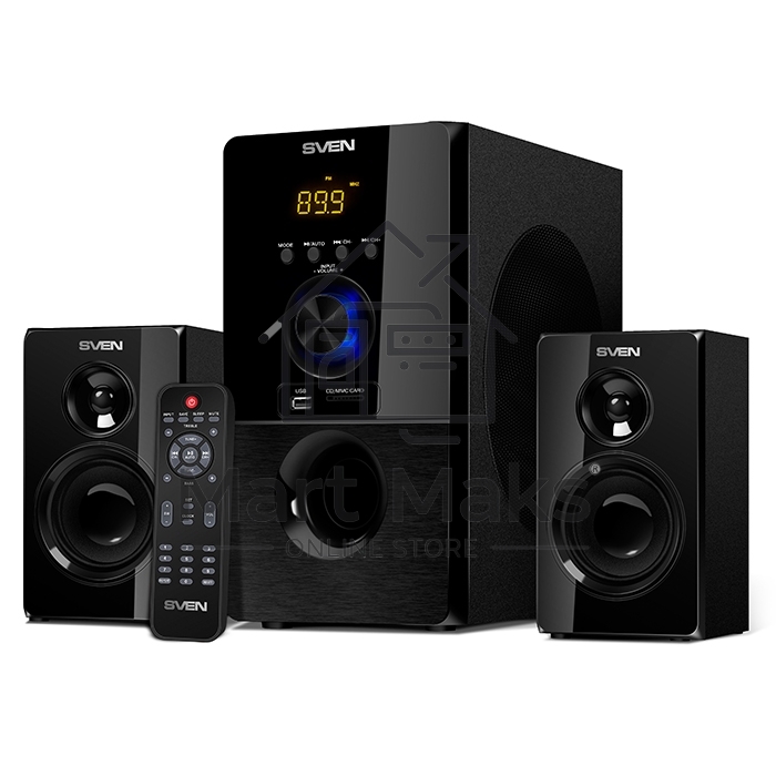 Колонки SVEN MS-2050 черный (2x12,5W + Subwoofer 30W, дерево, USB, SD, FM, ПДУ, Bluetooth)