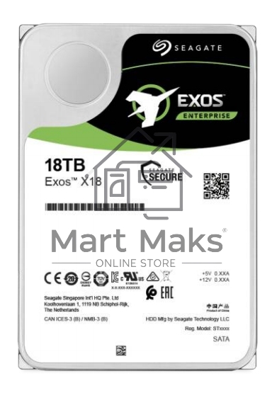 Жесткий диск Seagate HDD Server Exos X18 512E/4kn ( 3.5'/ 18TB/ SAS 12Gb/s / 7200rpm)