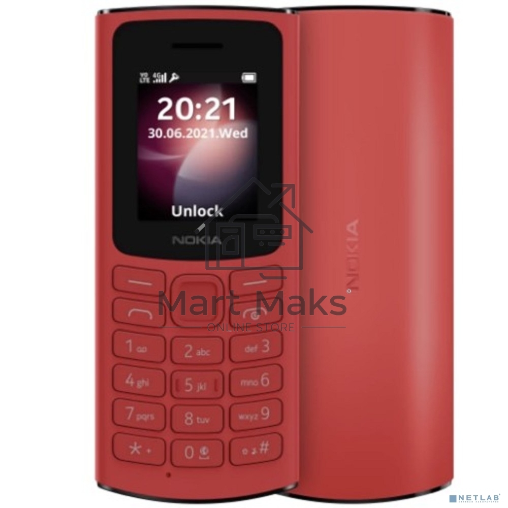 Мобильный телефон Nokia 106 TA-1564 DS EAC 4/4Mb красный