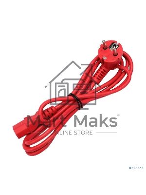 Кабель питания Cablexpert Россия PC-186-VDE-R-1.8M, Schuko-C13, 3x0.75мм2, 10A, с заземлением, медь, 1.8м, красный, пакет