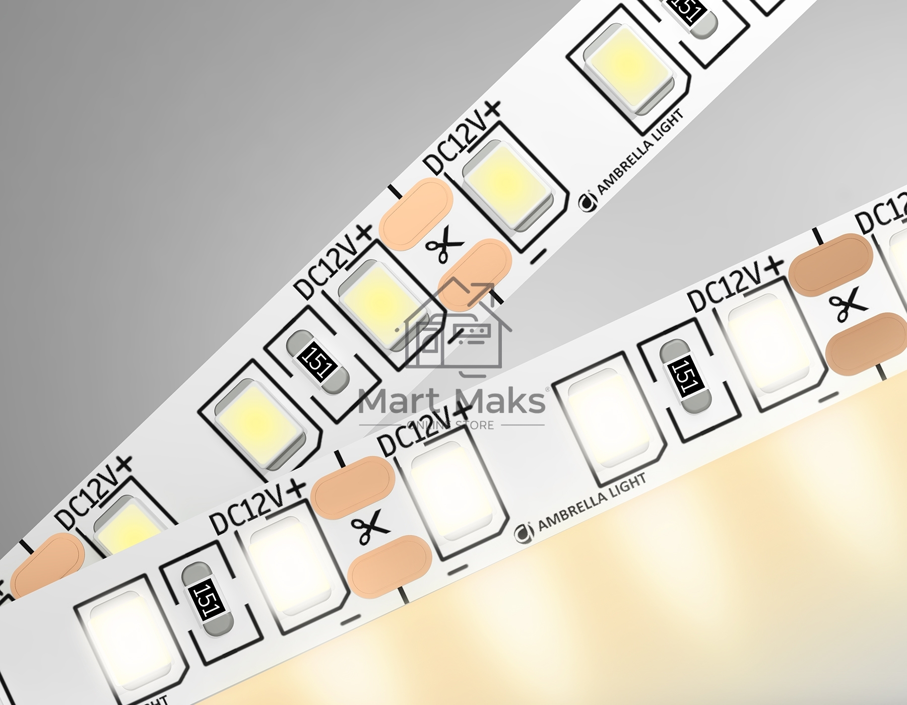 Светодиодная лента GS1101 2835 120Led/ 9.6W m/ 12V IP20 3000K/ 5000*8*1.2mm (2 конт.)