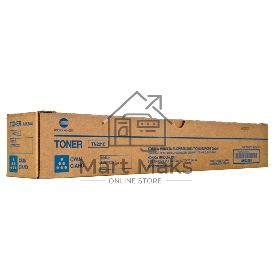 Картридж лазерный Konica-Minolta TN-221C голубой для bizhub C227/C287