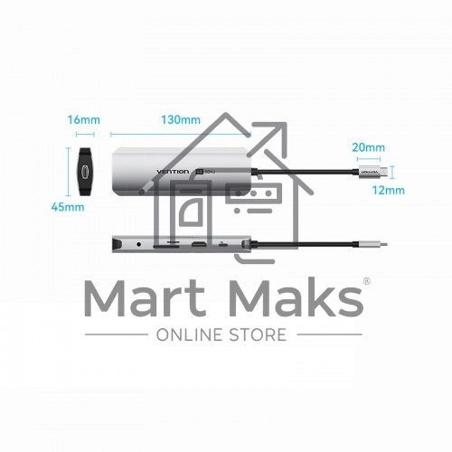Мультифункциональный хаб Vention USB Type C 9 в 1
