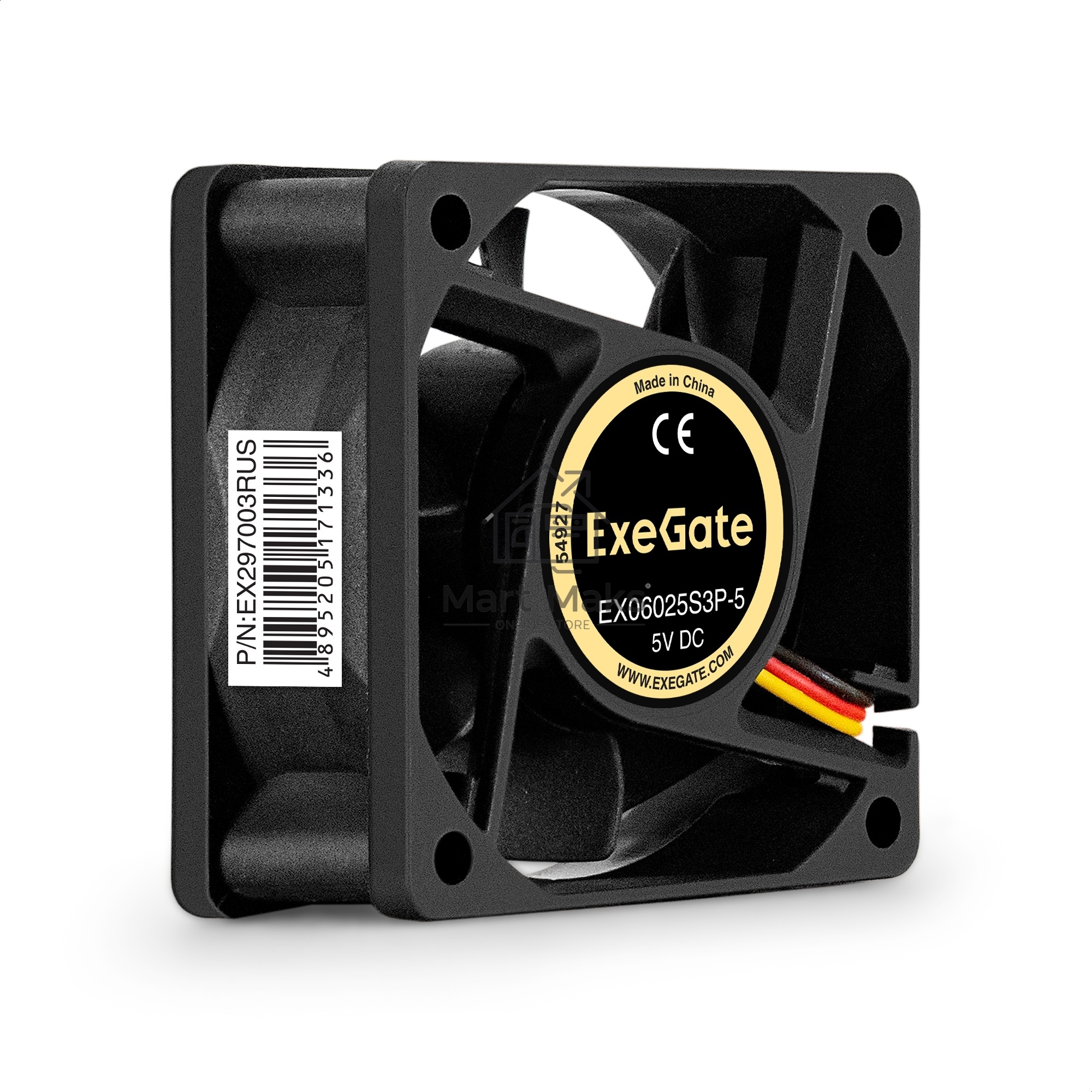 Вентилятор для корпуса ExeGate EX06025S3P-5 черный, 60 мм, 3500 об/мин, 25.3 дБ, 3 pin