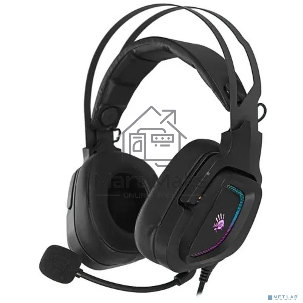 Наушники с микрофоном A4Tech Bloody G570 черный/серый 2м мониторные USB оголовье (G570 USB/ BLACK + GREY)