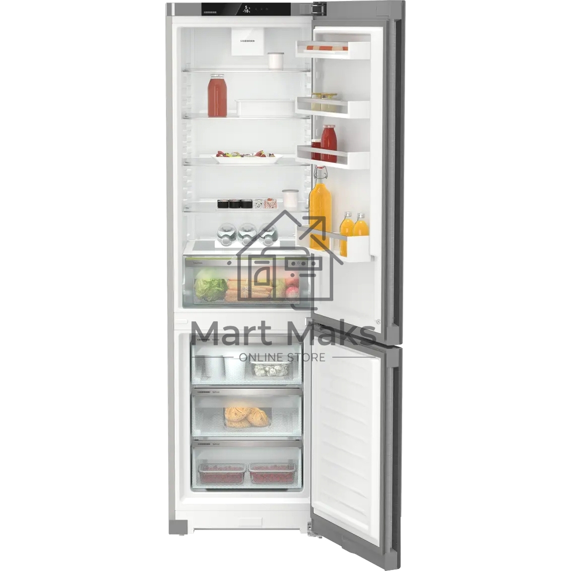 Холодильники Liebherr Pure CNsdc 5703-22 001 серебристый SmartSteel двухкамерный 266/94л морозилка снизу