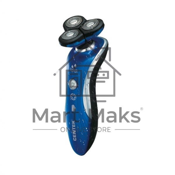 Бритва Centek CT-2170 (синий) ротор 3D, +ВЛАЖНОЕ БРИТЬЁ, 3 плав.головки, 2-ные лезвия, до 50 мин раб