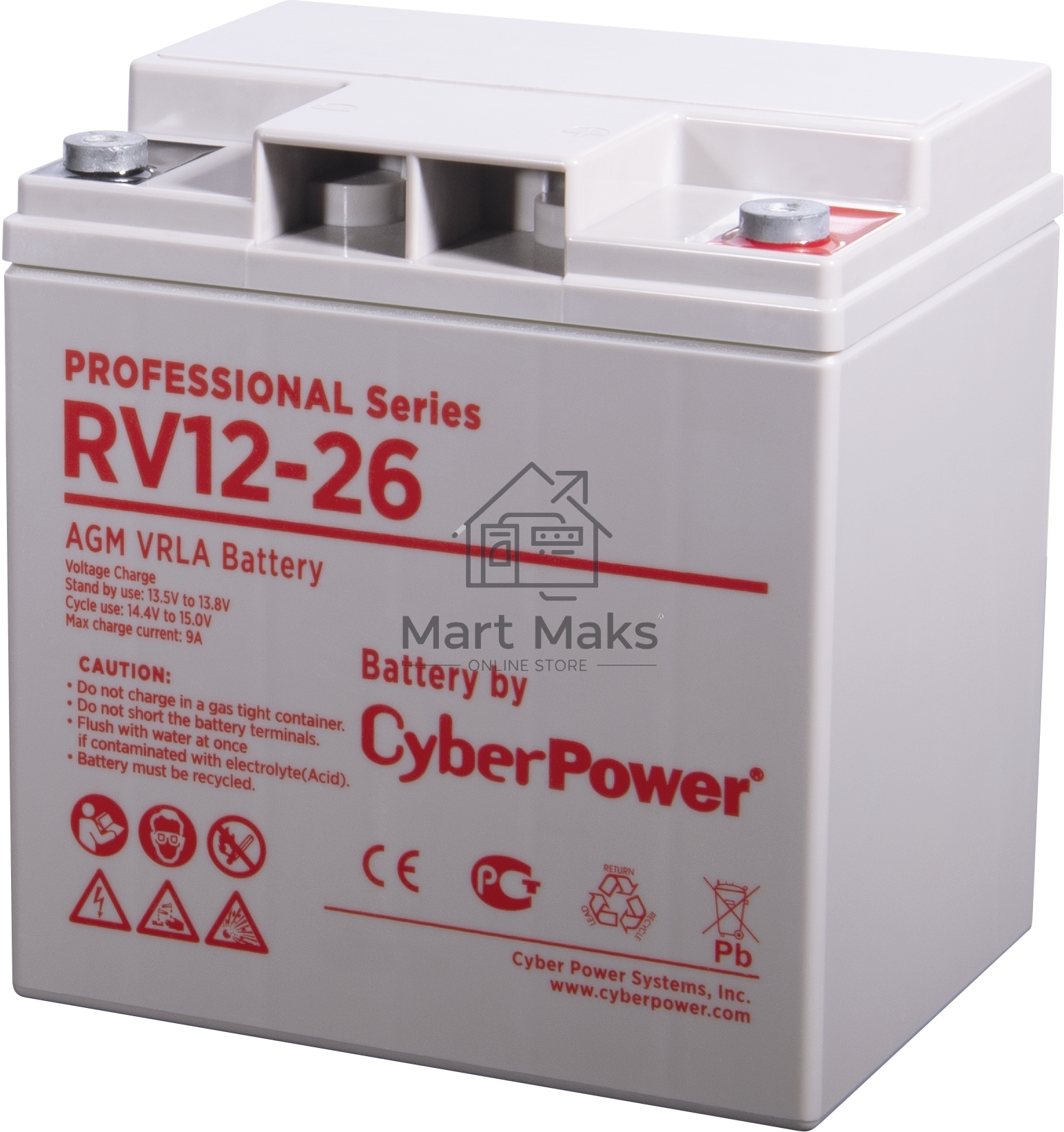 Аккумуляторная батарея PS CyberPower RV 12-26 / 12 В 26 Ач Battery CyberPower Professional series RV 12-26 / 12V 26 Ah