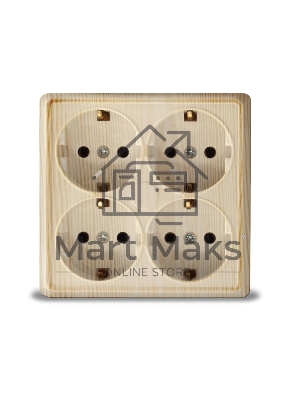 Розетка 4-м ОП Олимп с заземл. квадрат сосна UNIVersal 1177