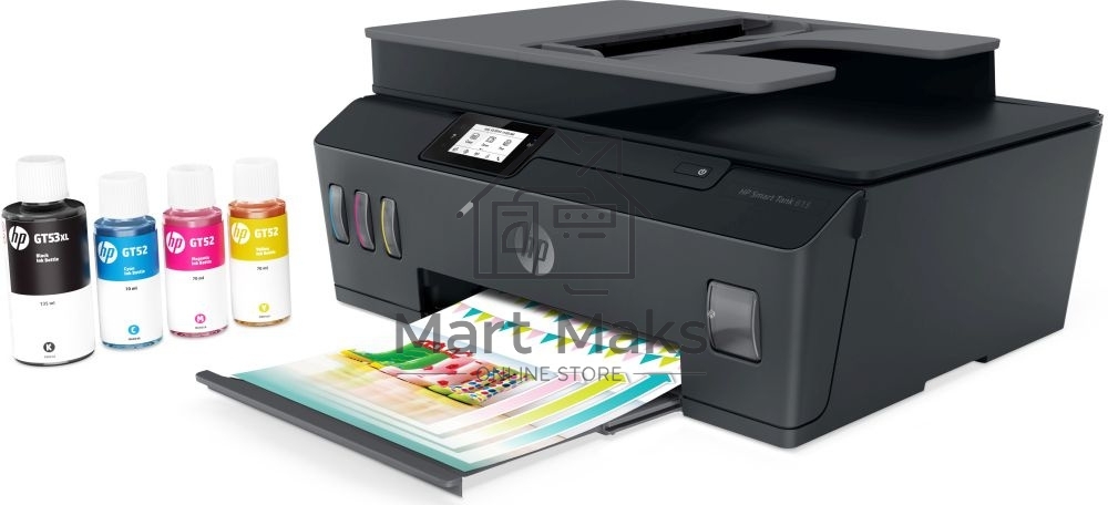 МФУ струйный HP Smart Tank 615 AiO (Y0F71A), A4, цветной, печ. до 22 стр/мин. (ч/б) до 16 стр/мин. (цвет), скан. до 5 стр/мин. (ч/б) 3 стр/мин. (цвет), 1200 x 1200 dpi (ч/б печать, скан.) 1200 x 4800 dpi (печать цвет), USB, Wi-Fi, BlueTooth, Air Print, Mo