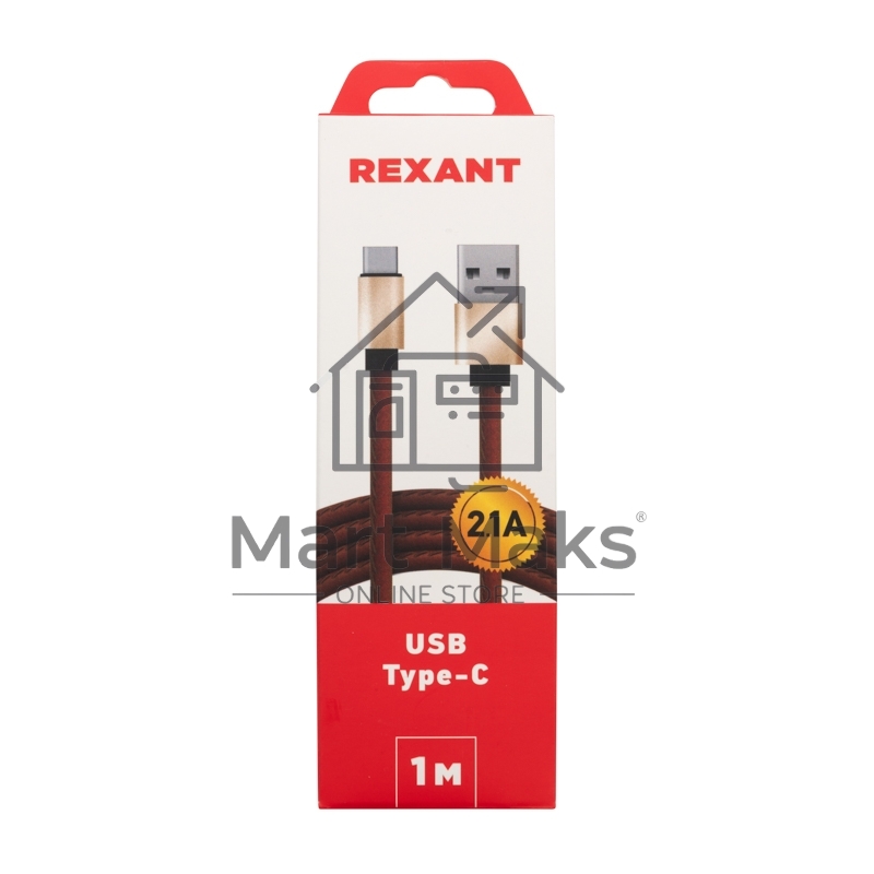Кабель USB-Type-C/2A/leather/brown/1m/Rexant