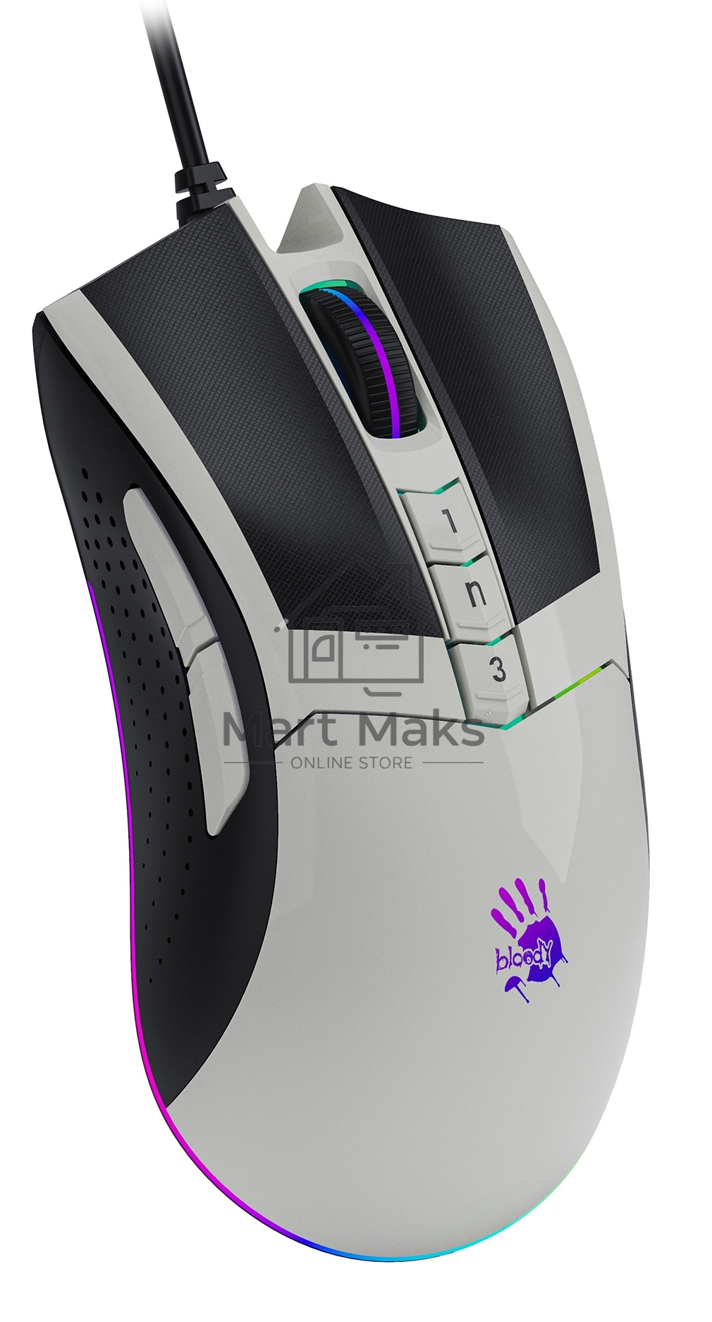 Мышь проводная A4Tech Bloody W90 Max белый/черный, 10000 dpi, USB, кнопки - 10
