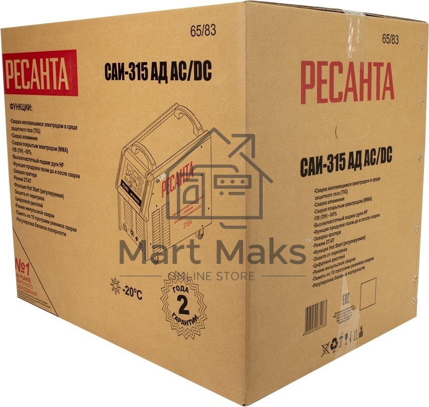 Сварочный аппарат Ресанта САИ-315АД инвертор MMA DC/TIG DC 13.8кВт