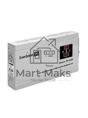 Стабилизатор напряжения ExeGate Master AV-2000 (2000ВА, 140-260В, цифр. индикация вход/вых. напряжения, 220В±8%, КПД 98%, 5 уровней защиты, задержка, метал.корпус, евророзетка, RTL)