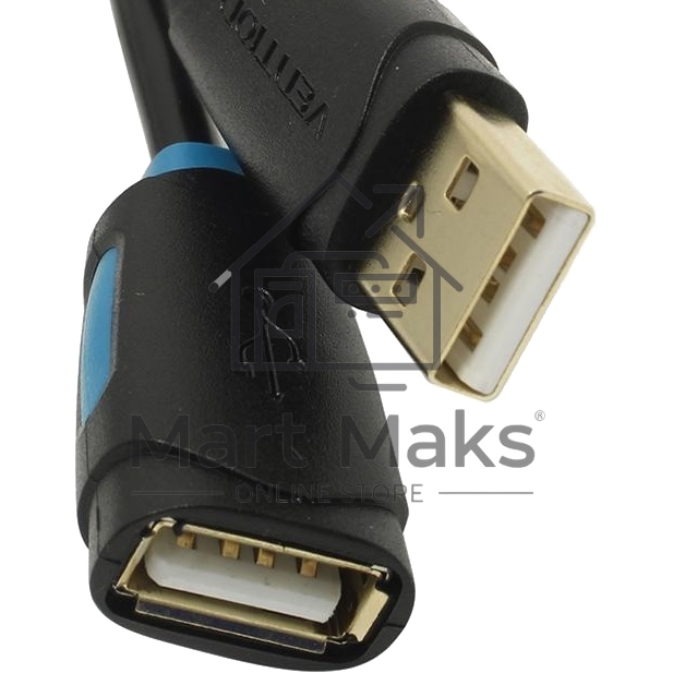 Кабель-удлинитель Vention USB 2.0 AM/AF - 1м черный