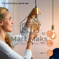 Лампа светодиодная филаментная Gauss Smart Home DIM E14 C35 4,5 Вт 1/10/40