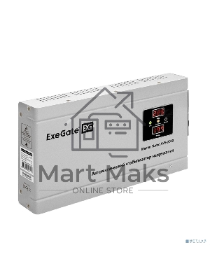 Стабилизатор напряжения ExeGate Master Turbo AVS-2000 (2000ВА, 100-265В, цифр. индикация вход/вых. напряжения, 220В±8%, КПД 98%, 5 уровней защиты, задержка, усиленный метал.корпус, евророзетка, RTL)