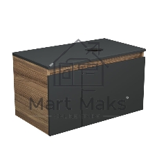 Тумба с раковиной и выпуском (тумба Bau Dream 80, графит + раковина санфаянс накладная прямоугольная BAU Hotel 48х37, выпуск клик-клак, хром)
