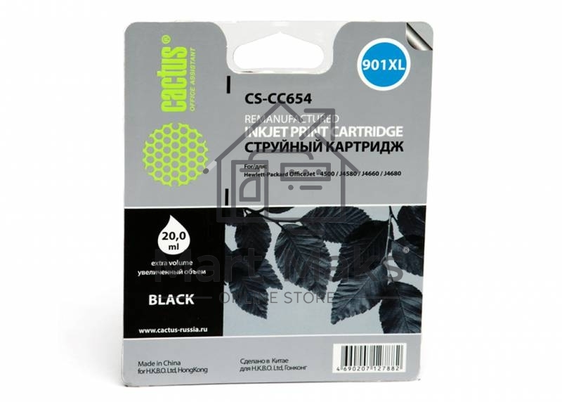 Картридж струйный Cactus CS-CC654 черный для №901 HP OfficeJet-4500/J4580/J4660/J4680 (18ml)