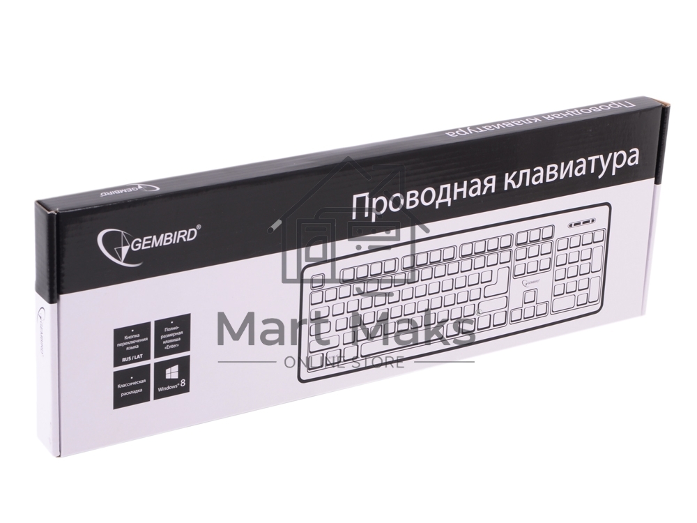 Клавиатура Gembird KB-8320U-Ru_Lat-BL, черный, USB, кнопка переключения RU/LAT,104 клавиши