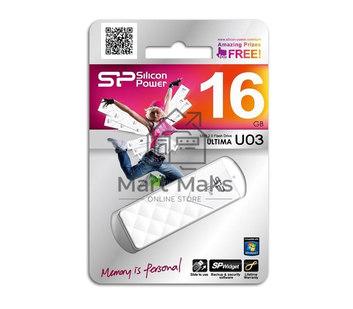 Флешка USB R/W R/W 16Gb Ultima U03 SP016GBUF2U03V1W USB2.0 белый