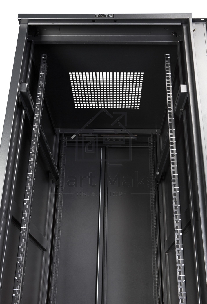 Шкаф коммутационный Lanmaster (TWT-CBB-27U-6X6-G1) 27U 600x600мм пер.дв.стекл задн.дв.спл.стал.лист 2-хст. 2 бок.пан. 800кг черный IP20