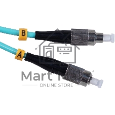 Патч-корд оптический Cabeus Tight Buffer, Duplex FC/FC, OM3 50/125, LSZH, 1м, d= 3мм, черный хвостовик, аква