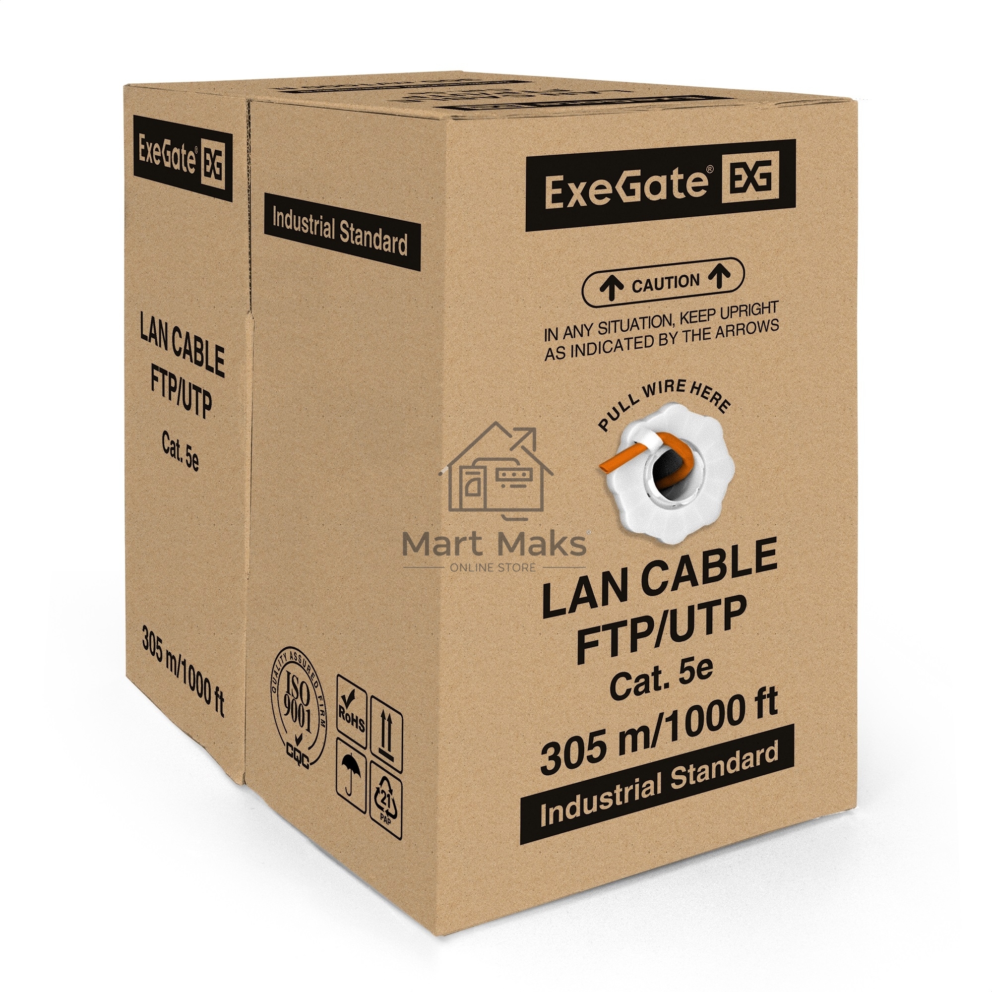 Кабель ExeGate FTP 4 пары кат.5e медь, 24AWG, экран, бухта 305м, оранжевый, LSZH