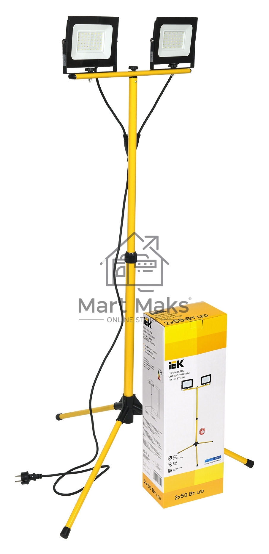 Прожектор светодиодный Iek LPDO606-2X050-65-K02 СДО 06-2х50Ш штатив 6500К IP65 черный
