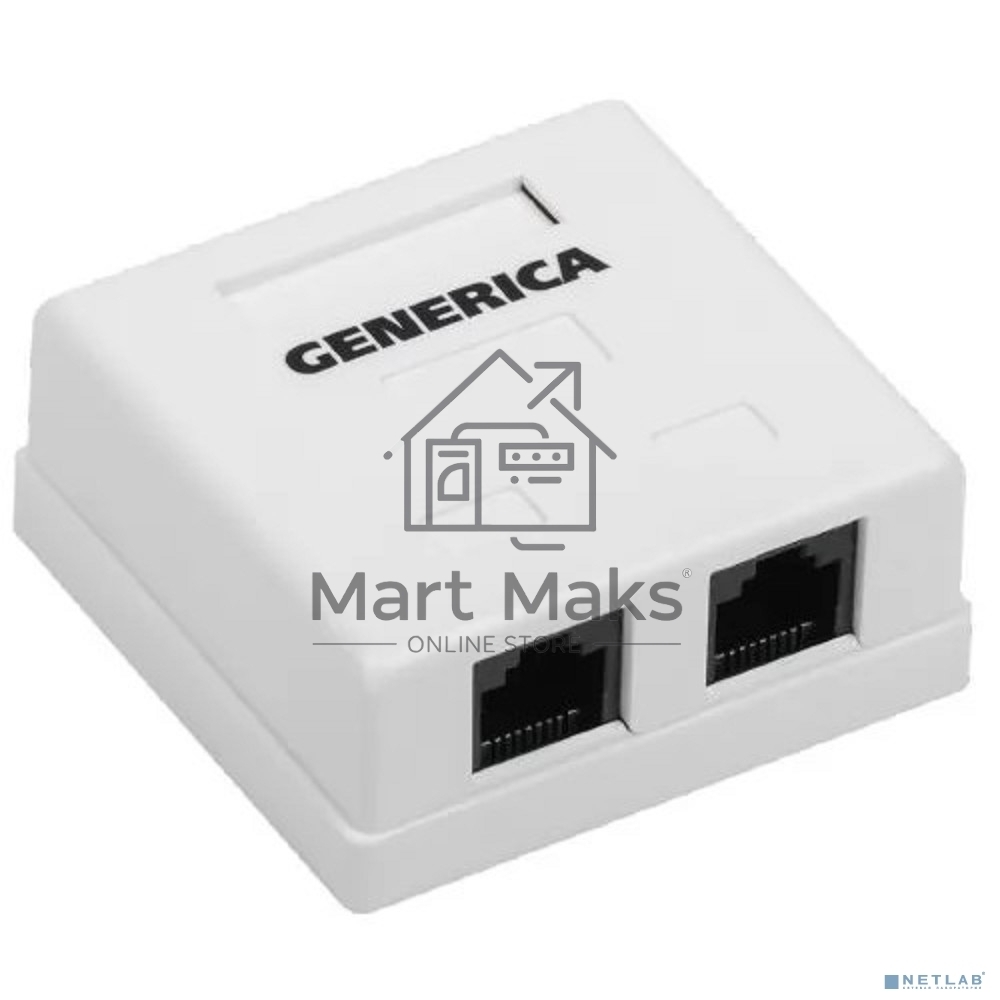 Розетка информационная настенная RJ45 кат. 5Е UTP 2 порта GENERICA