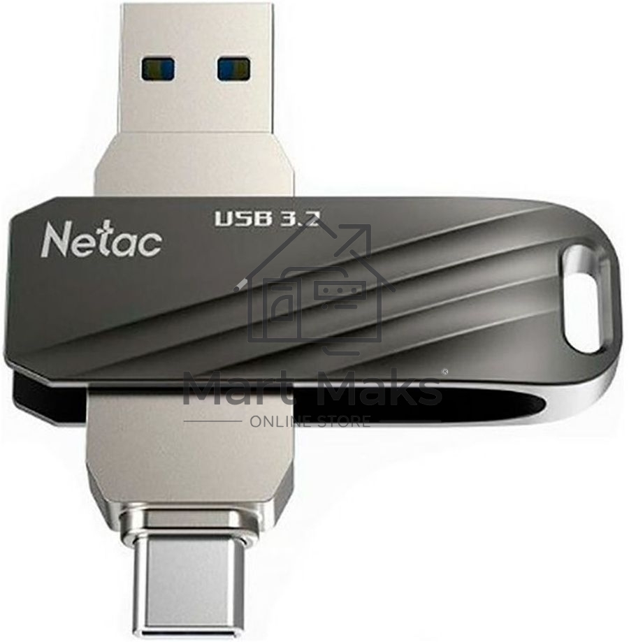 Флешка USB R/W Netac US11 черный 64Gb USB Type-A + USB Type-C, metal/plastic case