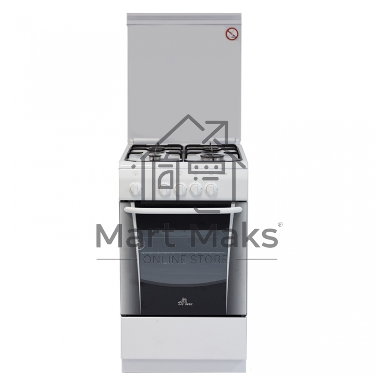 Плита газовая De Luxe 506040.05Г (КР) белый, конфорок 4 газовых, духовка 54 л, 50 см x 85 см x 60 см
