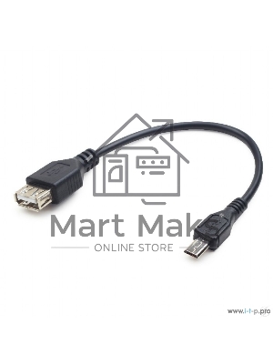 Кабель USB2.0 OTG Cablexpert A-OTG-AFBM-03 USBAF/MicroBM, 0.15м, удлиненный разъем micro USB - 9мм, пакет