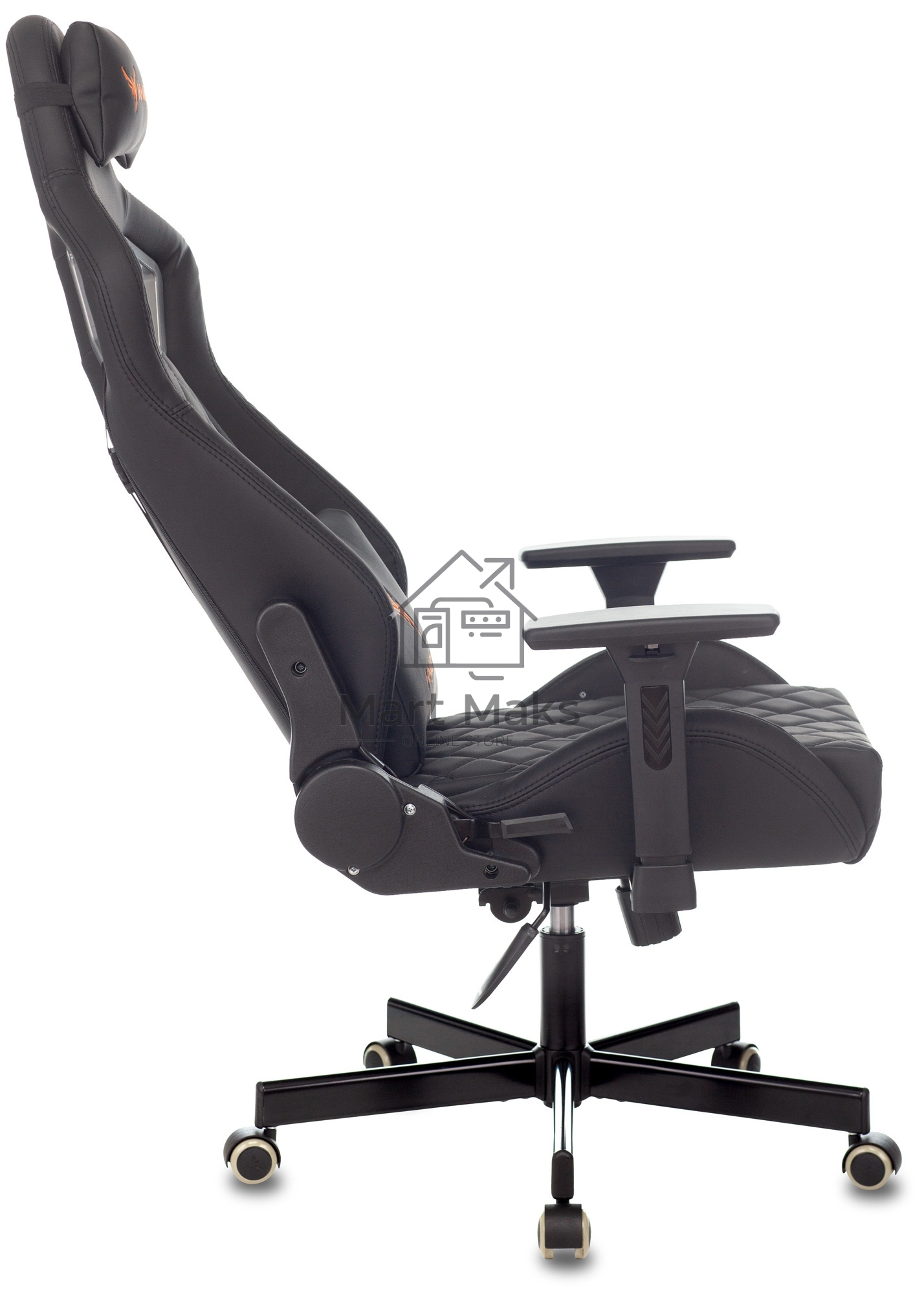 Кресло игровое Knight OUTRIDER черный, ромбик, эко.кожа, с подголов. крестовина металл