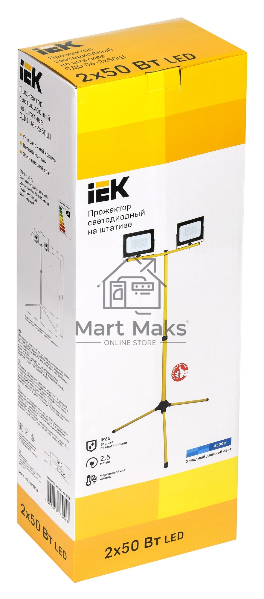 Прожектор светодиодный Iek LPDO606-2X050-65-K02 СДО 06-2х50Ш штатив 6500К IP65 черный