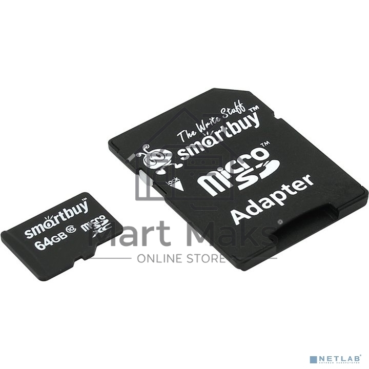 флэш-карта Smartbuy MicroSDHC 64GB Class10 + адаптер(Карта памяти SmartBuy microSDHC 64Gb Class 10 SB64GBSDCL10-01 + adapter; SB64GBSDCL10-01; черный)