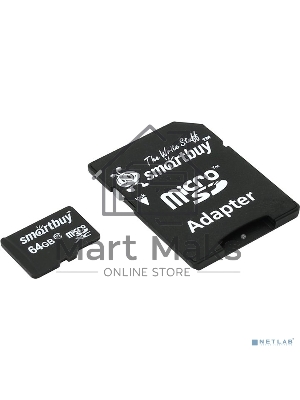 Флеш карта Smartbuy MicroSDHC 64Gb Class10 + адаптер(Флеш карта Smartbuy microSDHC 64Gb Class 10 SB64GbSDCL10-01 + adapter; SB64GbSDCL10-01; черный)