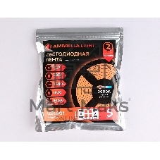Светодиодная лента Ambrella light GS3601 2835 204Led/ 20W m/ 24V IP20 3000K/ 5000*14*1.2mm (2 конт.)